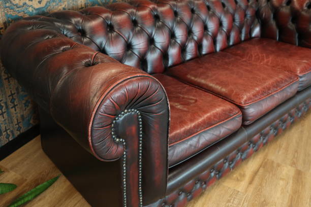 istock Fragment of an old leather sofa 2149534501
