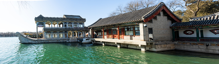 The Qingyan Stone Boat in the Summer Palace of Beijing