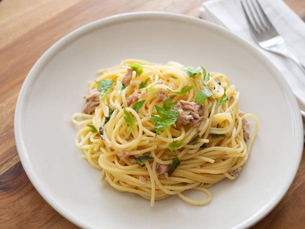 istock Japanese style pasta with tuna and perilla 2149536808
