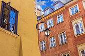Cityscape - view of old buildings on narrow streets in the Old Town of Warsaw