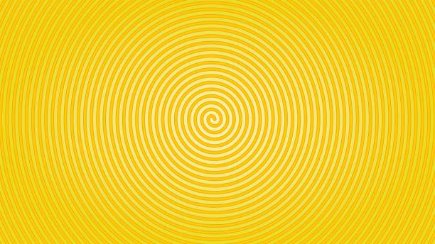 Yellow spiral banner in dimension 16:9. Vector illustration. Yellow spiral banner, lighter in middle and nice three dimensional touch in the spiral. Inspiration and light. Glowing. optimism background stock illustrations