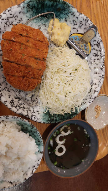 istock Japanese Pork Katsu Lunch Set Arranged on Dining Table. 2149539488