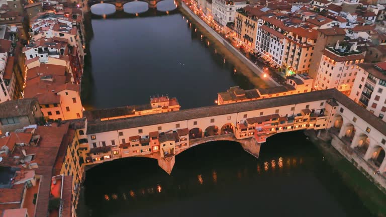 Aerial View of Ponte Vecchio - Firenze, Italy Ponte Vecchio Bridge in Florence, Europe
