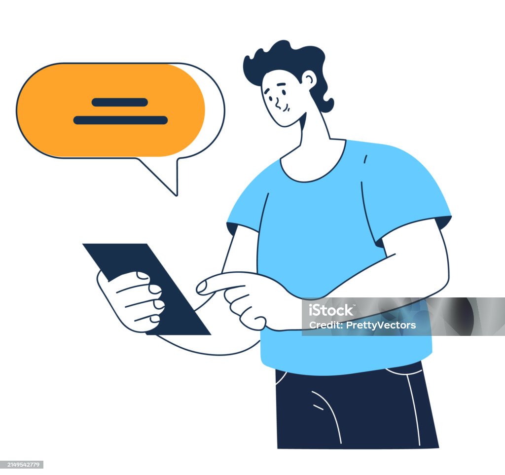 Texting Character People Characters Texting Message Isolated Concept Vector Graphic ...