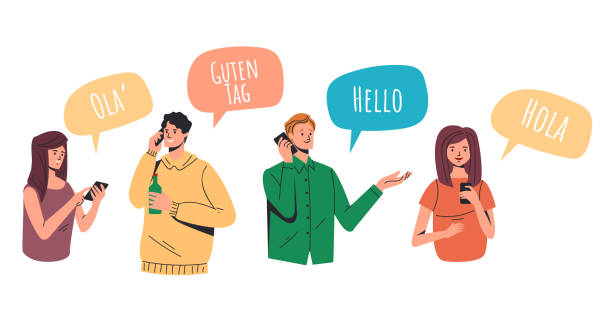 Talking Language 180+ Abstract People Speaking Different Languages Stock Photos ...