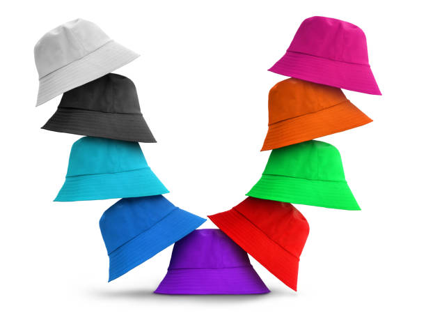 istock colorful bucket hats Isolated on a white background 2149543178