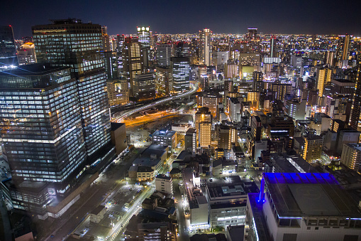 Osaka, night a sea of thousands of lights