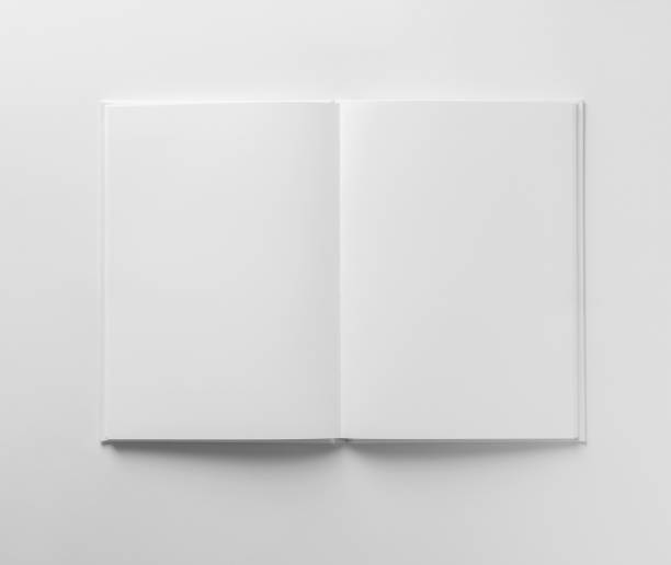 istock Empty Book Template on White Background, hands Open book with blank pages. Mock up for design 2149544640