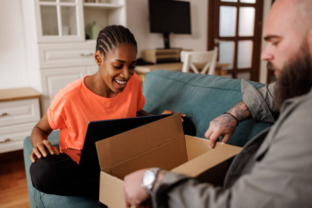 istock Young couple got the delivery 2149545681