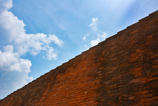 Ancient thousand years old red brick wall of Paharpur Vihara