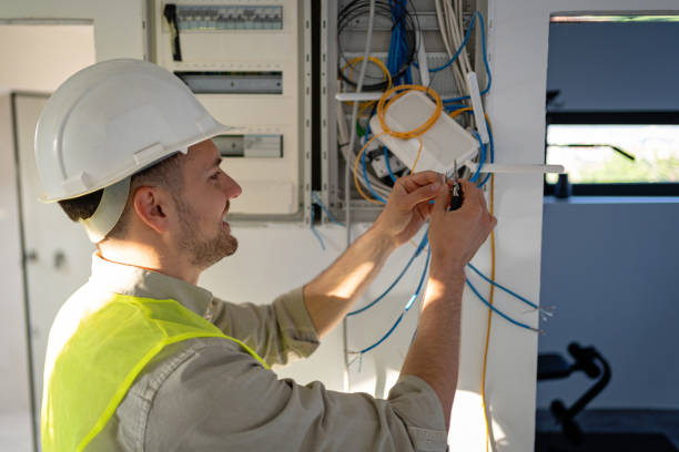 istock An electrician is working on an internet installation 2149549063