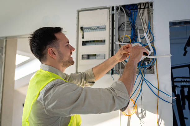 istock An electrician is working on an internet installation 2149549107