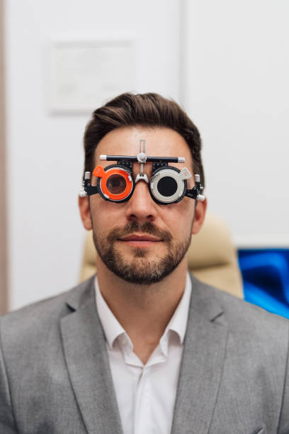 istock Man at eye vision medical check up 2149554614