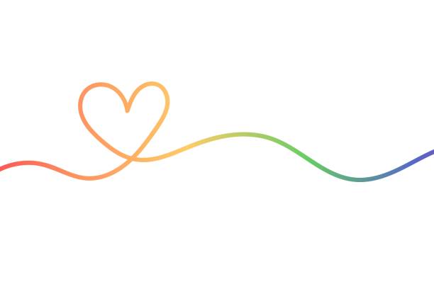 illustrations, cliparts, dessins animés et icônes de illustration d’une ligne ondulée en forme de cœur de fierté, type trois - passion