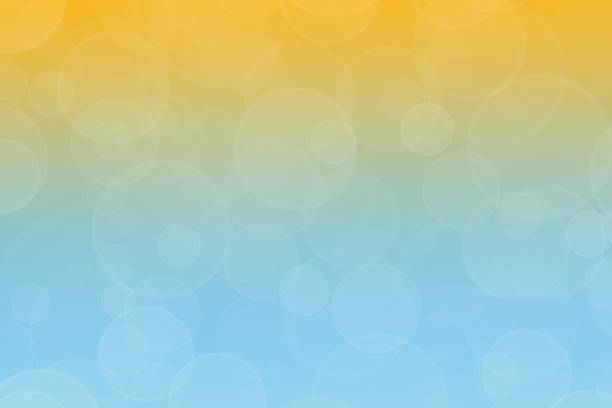 Banner background with yellow and blue adstract bokeh glitter bubbles