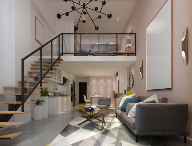 istock 3d render loft apartment living room 2149555594
