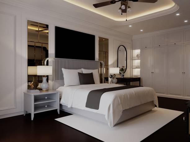 istock 3d render of luxury hotel suite room, bedroom 2149555619
