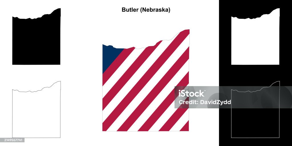 Butler County Ne Butler County Outline Map Set Stock Illustration - Download Image Now ...