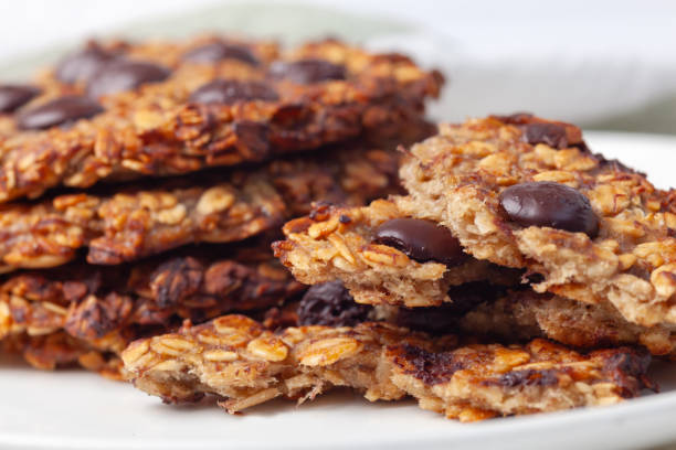 Oat Cookies Healthy Delicious Dessert on Green White Table Cloth