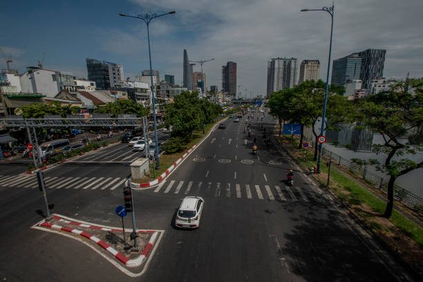 Ho Chi Minh City District 1 center seen from a bridge.
