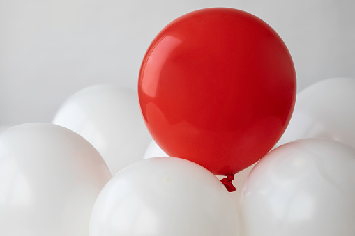 Red Balloon Numbers on White. 3D Render
