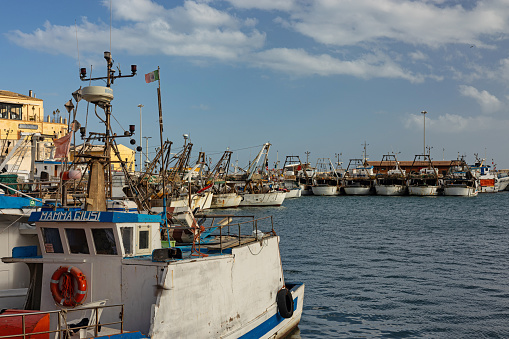 fishing boats in the harbor of Sciacca in Sicily