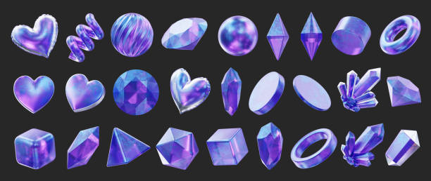 istock Heart and Gem decoration set pack isolated background 3d rendering 2149571597