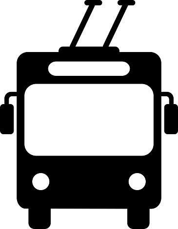 Flat trolleybus icon as symbol for web page design of passenger transportation transport