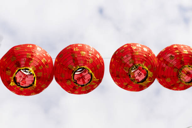 red Chinese lanterns on the background of the sky