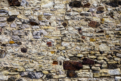 The roughness of stone cladding is created using old, angular stones background