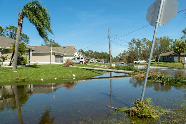istock Flooded road in Florida after heavy hurricane rainfall 2149577015