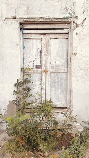 White vintage grunge house door