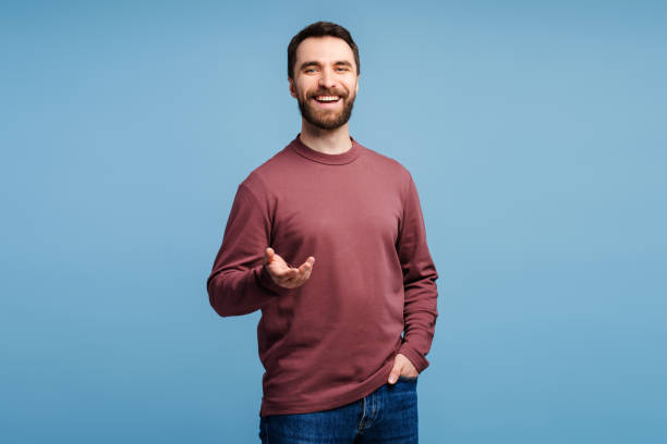istock Portrait smiling handsome bearded man, hipster looking at camera isolated 2149588958