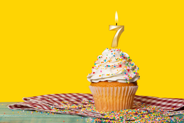 istock Birthday Cake With Candle Number 7 2149593440