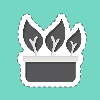 Sticker line cut Chinese Kale Leaf. related to Healthy Food symbol. simple design illustration