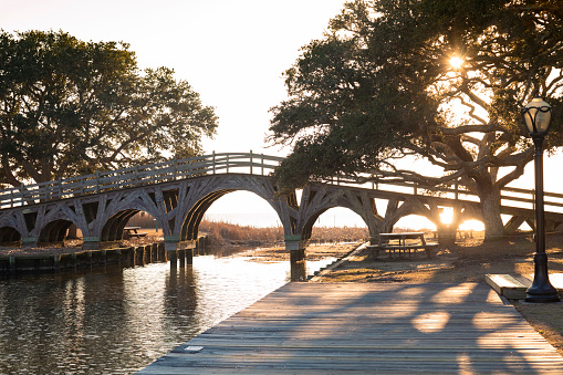 Bridge during golden hour at Historic Corolla Park in Outer Banks, North Carolina