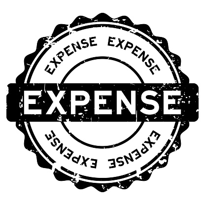 Grunge black expense word round rubber seal stamp on white background
