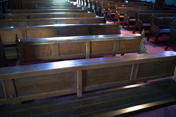 istock Chaise lounges in the church 2149604953