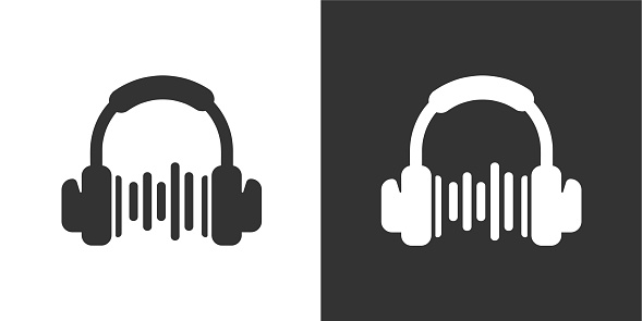 Headphone glyph solid icon. Solid icon that can be applied anywhere, simple, pixel perfect and modern style
