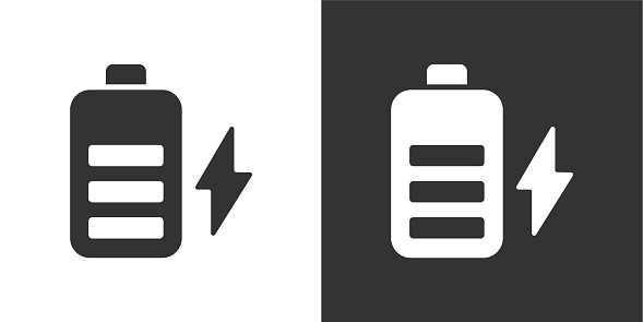 Battery glyph solid icon. Solid icon that can be applied anywhere, simple, pixel perfect and modern style