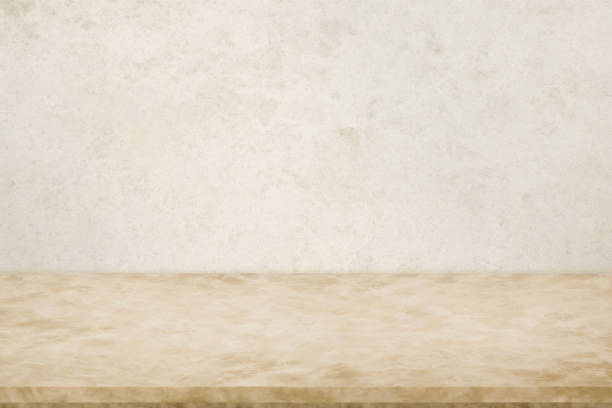 istock Beige retro wall and marble table background. Frames for product presentation and templates. 2149606405
