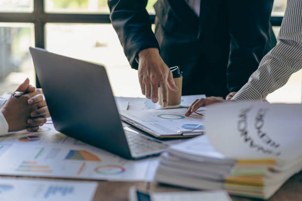 istock Business teams brainstorm, meet, analyze, think and write notes on sticky notes. Strategic planning and brainstorming with colleague Close-up pictures 2149606664