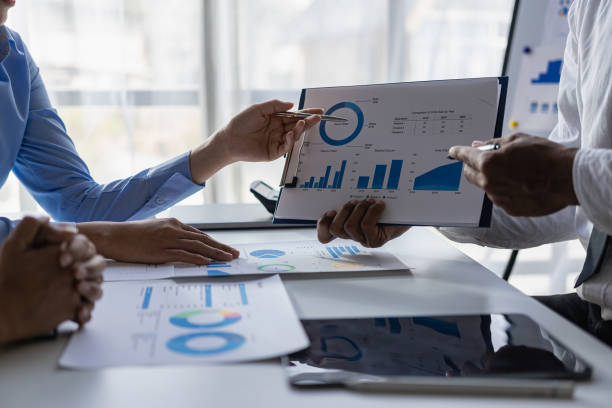 istock Business teams brainstorm, meet, analyze, think and write notes on sticky notes. Strategic planning and brainstorming with colleague Close-up pictures 2149606679