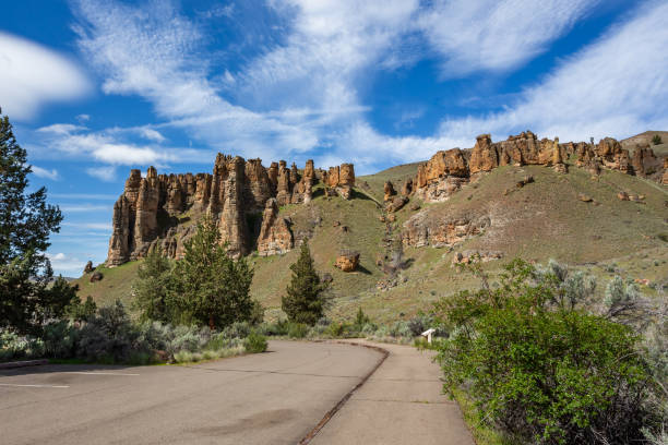 Silver Gate (The Hoodoos) on Highway 89 in Yellowstone National Park, Wyoming. These large travertine limestone boulders formed due to an earthquake on nearby Terrace Mountain and are not actually Hoodoos but were incorrectly named so and the name has stuck.