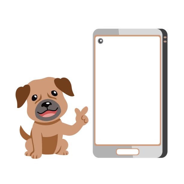 istock Cartoon character cute brown dog and smartphone 2149609474