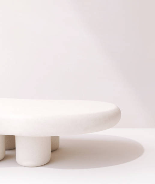 istock Modern, cute blank white stone Japandi design table podium in sunlight 2149609542