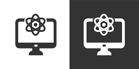 Atom research glyph solid icon. Solid icon that can be applied anywhere, simple, pixel perfect and modern style