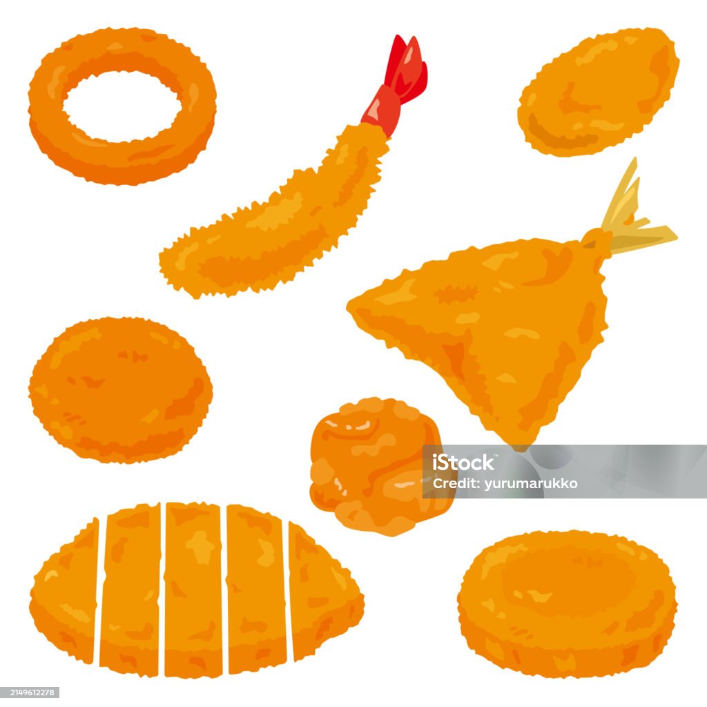 Fried Overlay Fried Food Set Stock Illustration - Download Image Now - Backgrounds ...
