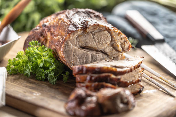 istock Juicy whole roasted neck on a cutting board. 2149612660