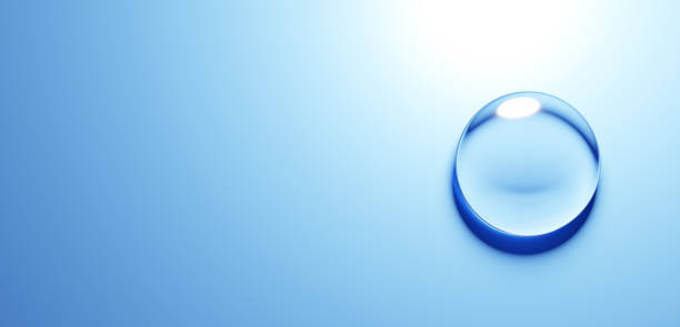 istock 3D Illustration.One drop of water on blue background.Copy space. (horizontal) 2149616095